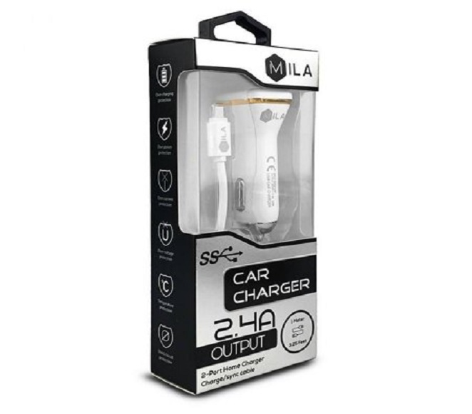 CAR CHARGER COMBO TYPE-C WHITE MILA